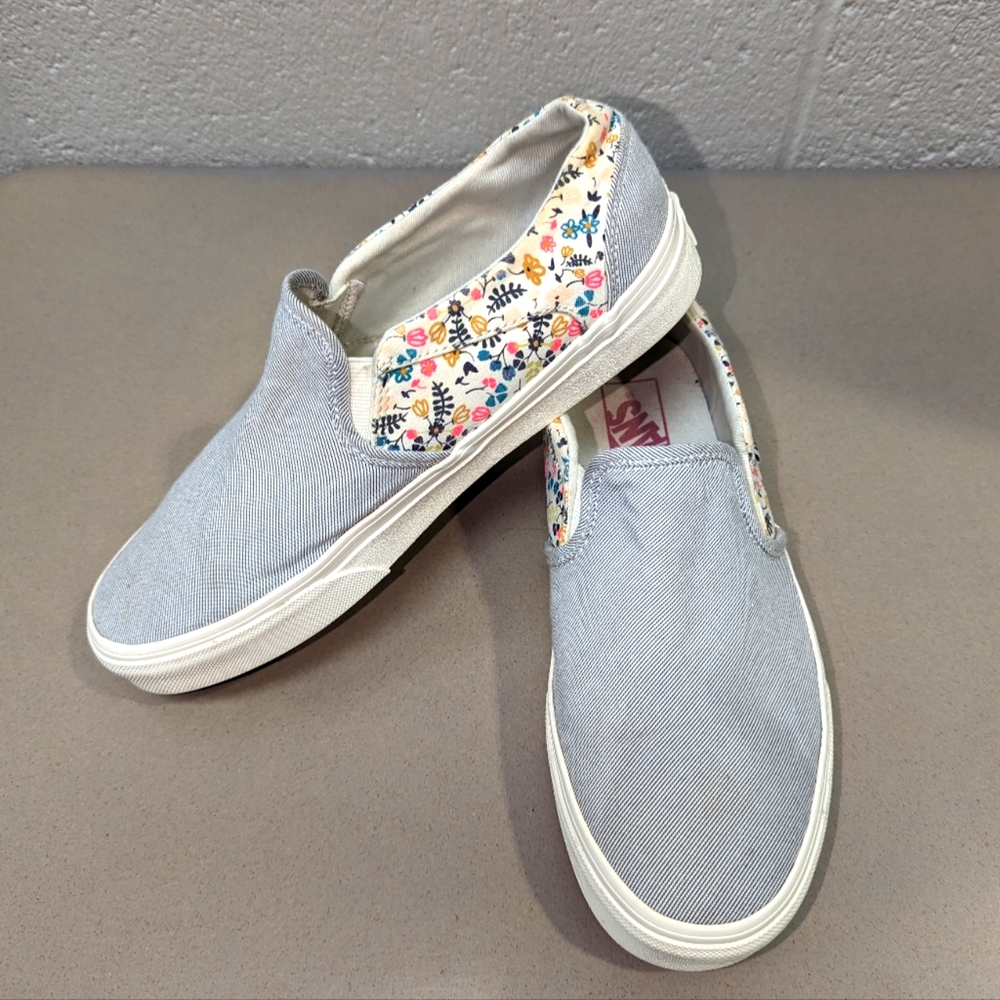 Vans Asher Stripe Floral Slip-on Sneakers